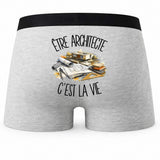 Boxer Homme Être architecte c'est la vie – Impression au dos