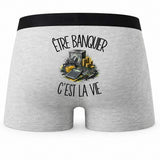 Boxer Homme Être banquier c'est la vie – Impression au dos