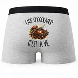 Boxer Homme Être chocolatier c'est la vie – Impression au dos