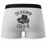 Boxer Homme Être développeur c'est la vie – Impression au dos