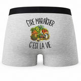 Boxer Homme Être maraîcher c'est la vie – Impression au dos