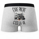 Boxer Homme Être pilote c'est la vie – Impression au dos