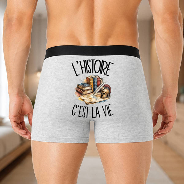 Boxer Homme L'histoire c'est la vie – Impression au dos