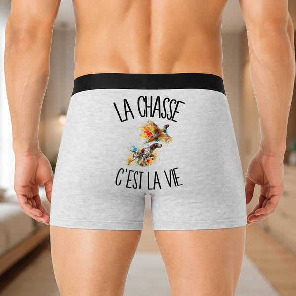 Boxer Homme La chasse c'est la vie – Impression au dos