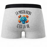 Boxer Homme La musculation c'est la vie – Impression au dos