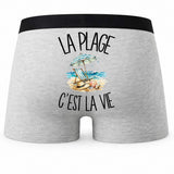 Boxer Homme La plage c'est la vie – Impression au dos