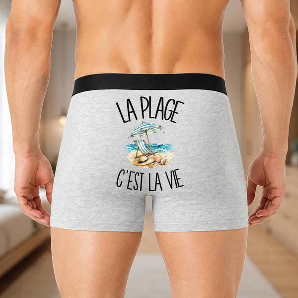 Boxer Homme La plage c'est la vie – Impression au dos