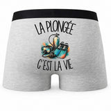 Boxer Homme La plongée c'est la vie – Impression au dos