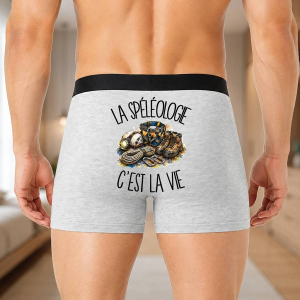 Boxer Homme La spéléologie c'est la vie – Impression au dos