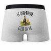 Boxer Homme Le champagne c'est la vie – Impression au dos