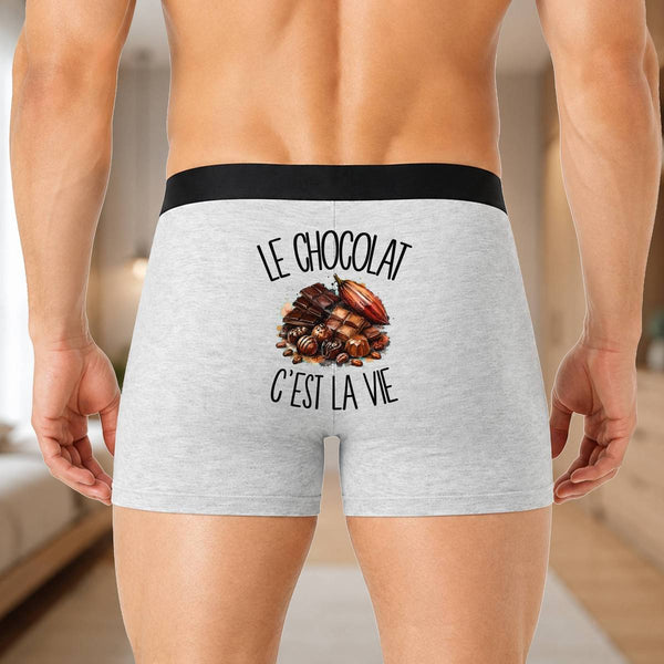 Boxer Homme Le chocolat c'est la vie – Impression au dos
