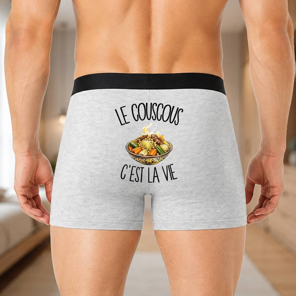 Boxer Homme Le couscous c'est la vie – Impression au dos