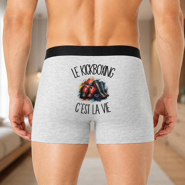 Boxer Homme Le kickboxing c'est la vie – Impression au dos