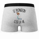 Boxer Homme Le plongeon c'est la vie – Impression au dos