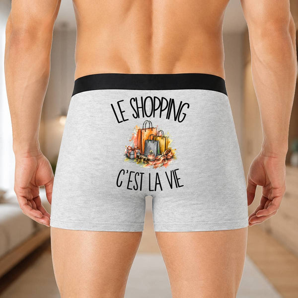 Boxer Homme Le shopping c'est la vie – Impression au dos