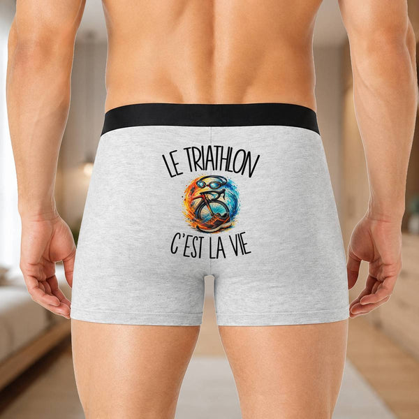 Boxer Homme Le triathlon c'est la vie – Impression au dos