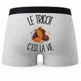 Boxer Homme Le tricot c'est la vie – Impression au dos