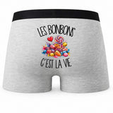 Boxer Homme Les bonbons c'est la vie – Impression au dos