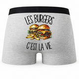 Boxer Homme Les burgers c'est la vie – Impression au dos