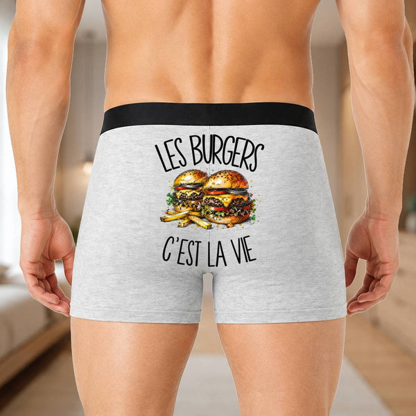 Boxer Homme Les burgers c'est la vie – Impression au dos