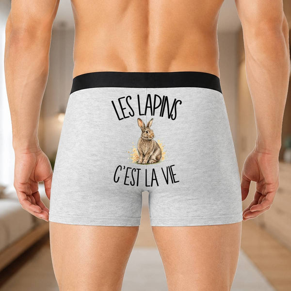 Boxer Homme Les lapins c'est la vie – Impression au dos