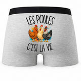 Boxer Homme Les poules c'est la vie – Impression au dos