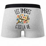 Boxer Homme Les timbres c'est la vie – Impression au dos