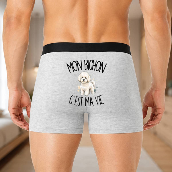Boxer Homme Mon Bichon c'est ma vie – Impression au dos