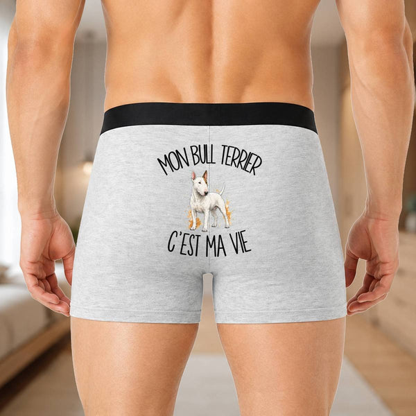 Boxer Homme Mon Bull Terrier c'est ma vie – Impression au dos