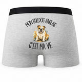 Boxer Homme Mon Bulldog Anglais c'est ma vie – Impression au dos