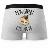 Boxer Homme Mon Carlin c'est ma vie – Impression au dos