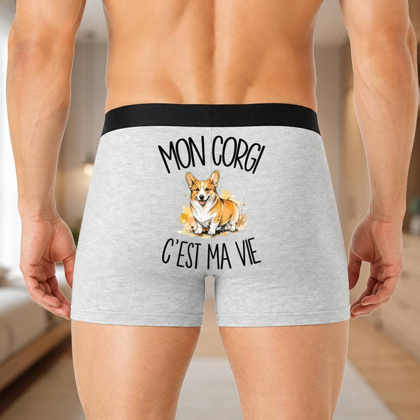 Boxer Homme Mon Corgi c'est ma vie – Impression au dos