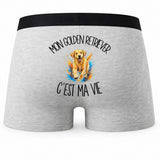 Boxer Homme Mon Golden Retriever c'est ma vie – Impression au dos