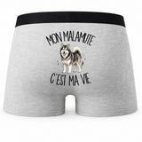 Boxer Homme Mon Malamute c'est ma vie – Impression au dos