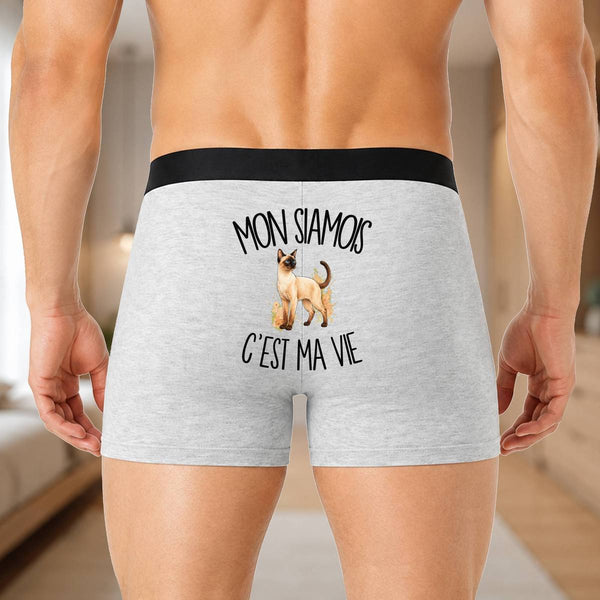 Boxer Homme Mon Siamois c'est ma vie – Impression au dos