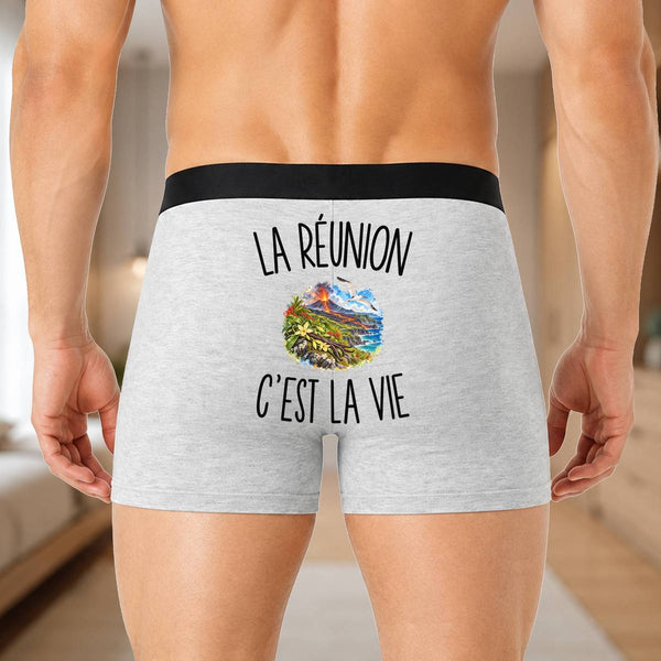 Boxer Homme La Réunion c’est la vie – Impression au dos