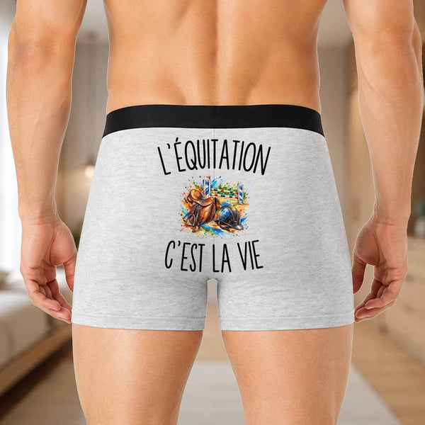 Boxer Homme L’Équitation c’est la vie – Impression au dos