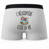 Boxer Homme L’Hélicoptère c’est la vie – Impression au dos