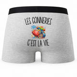 Boxer Homme Les Conneries c’est la vie – Impression au dos