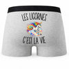 Boxer Homme Les Licornes c’est la vie – Impression au dos
