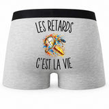 Boxer Homme Les Retards c’est la vie – Impression au dos