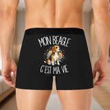 Boxer Homme Mon Beagle c'est ma vie – Impression au dos – Noir