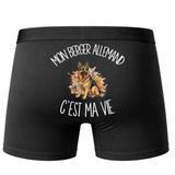 Boxer Homme Mon Berger Allemand c'est ma vie – Impression au dos – Noir