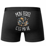 Boxer Homme Mon Teckel c'est ma vie – Impression au dos – Noir