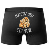 Boxer Homme Mon Chow-Chow c'est ma vie – Impression au dos – Noir