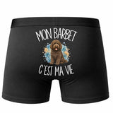 Boxer Homme Mon Barbet c'est ma vie – Impression au dos – Noir