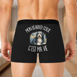 Boxer Homme Mon Bearded Collie c'est ma vie – Impression au dos – Noir