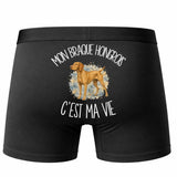 Boxer Homme Mon Braque Hongrois c'est ma vie – Impression au dos – Noir