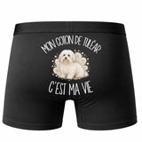 Boxer Homme Mon Coton de Tuléar c'est ma vie – Impression au dos – Noir