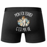 Boxer Homme Mon Fox Terrier c'est ma vie – Impression au dos – Noir